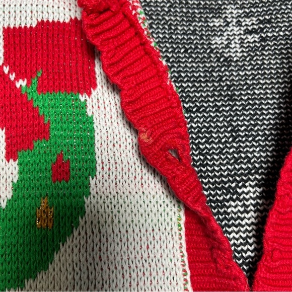 VTG Sweater Loft Women Cardigan Medium Christmas‎ Patchwork Presents Candy Cane - Picture 6 of 15